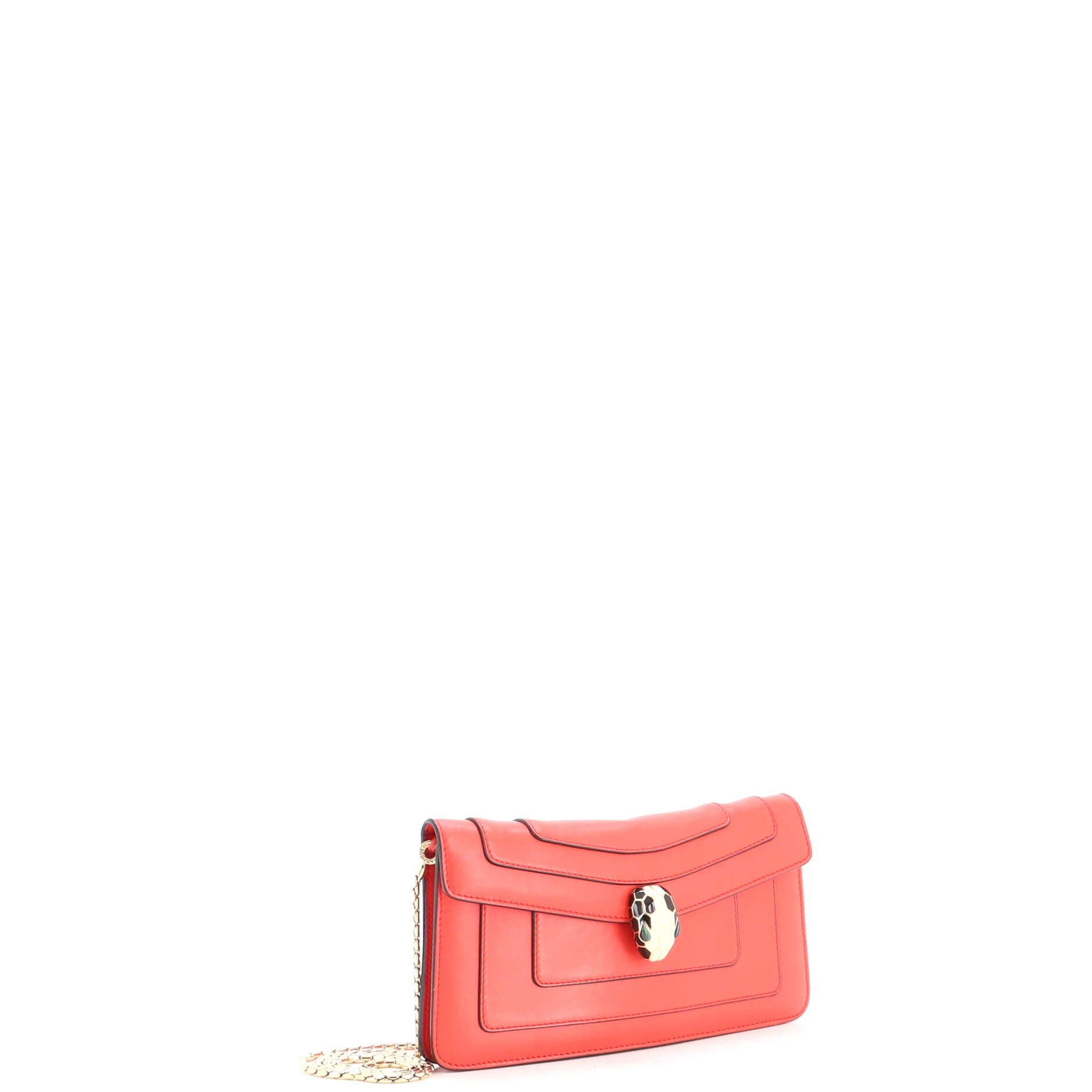 Serpenti Forever Chain Clutch Leather, Alternate, color, Red