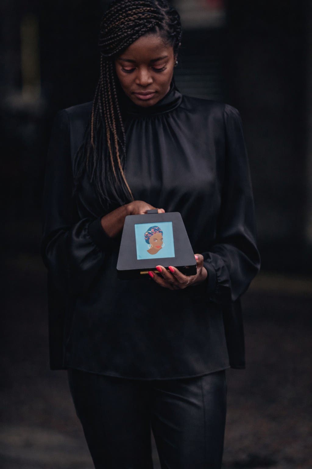 LarAllan Molly Acrylic Cocktail Clutch, Alternate, color, Black