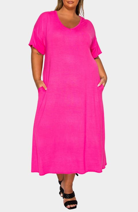 Olivia Short Sleeve Midi Dress (Plus)