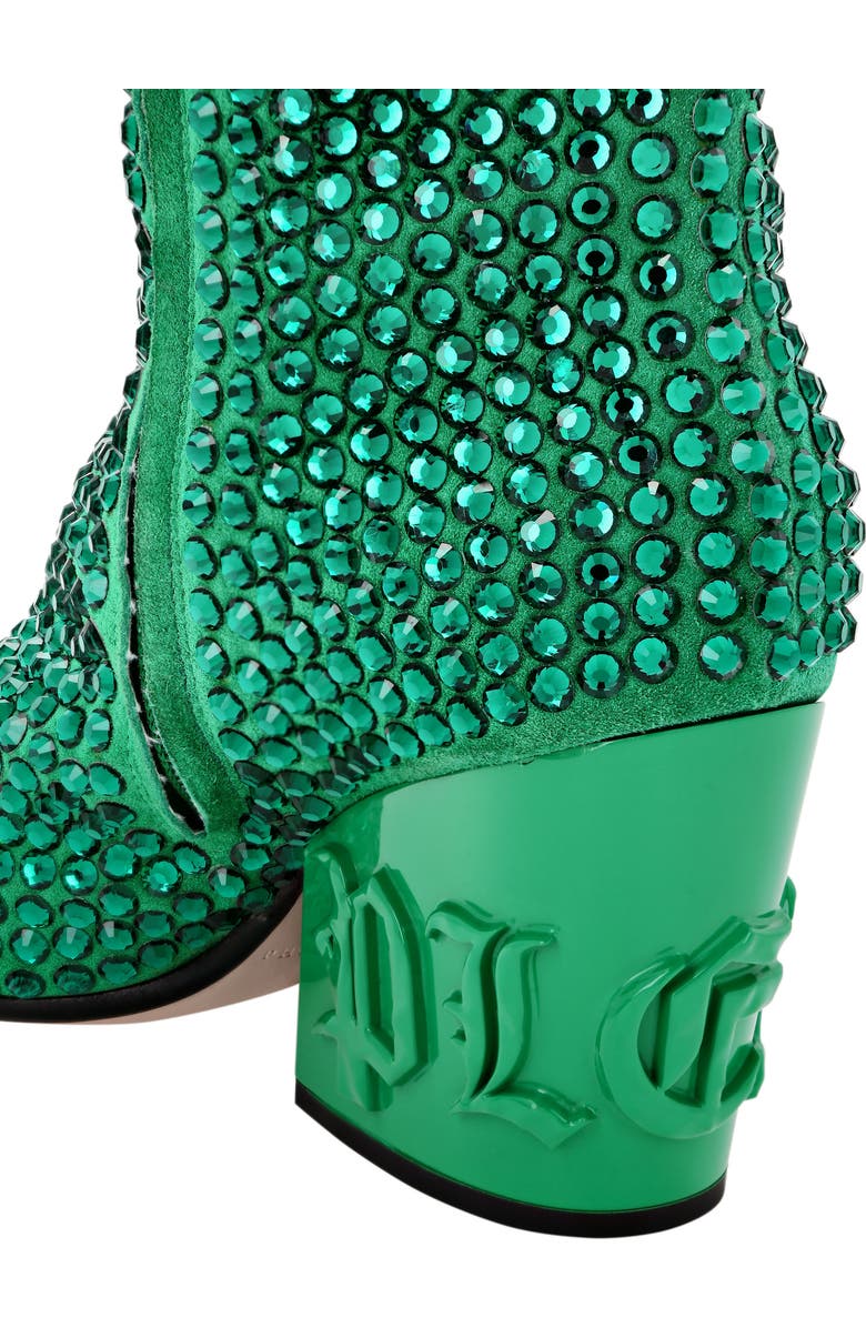 PHILIPP PLEIN Cowboy Boots Mid Heels High Crystal Women, Alternate, color, Green