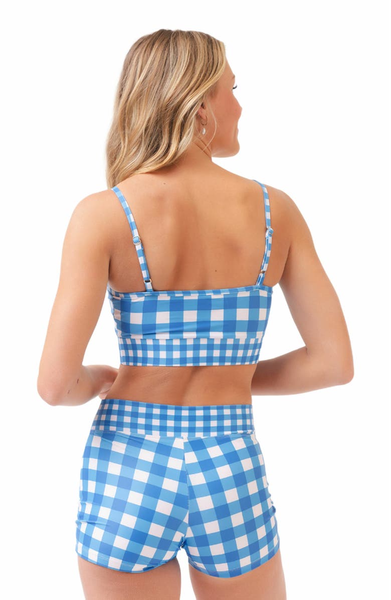 Lime Ricki Swimwear Whimsy Floral Retro Boy Short - XS, Alternate, color, Blue Gingham