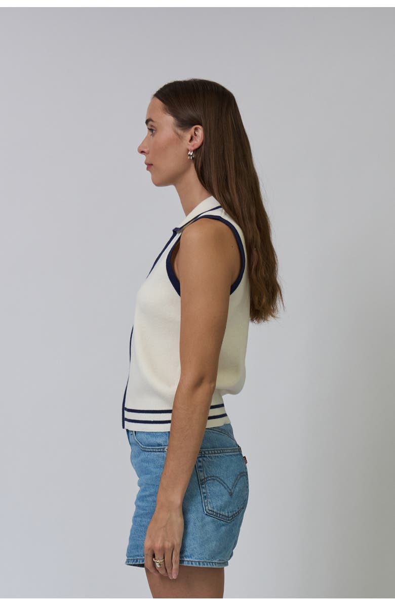 Central Park West Allie Sleeveless Collared Zip Up, Alternate, color, Ivory