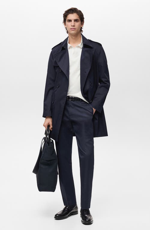 Mango Dublino Slim Fit Twill Chinos In Blue