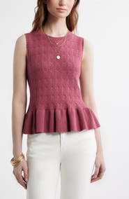 Treasure & Bond Pointelle Peplum Sleeveless Sweater