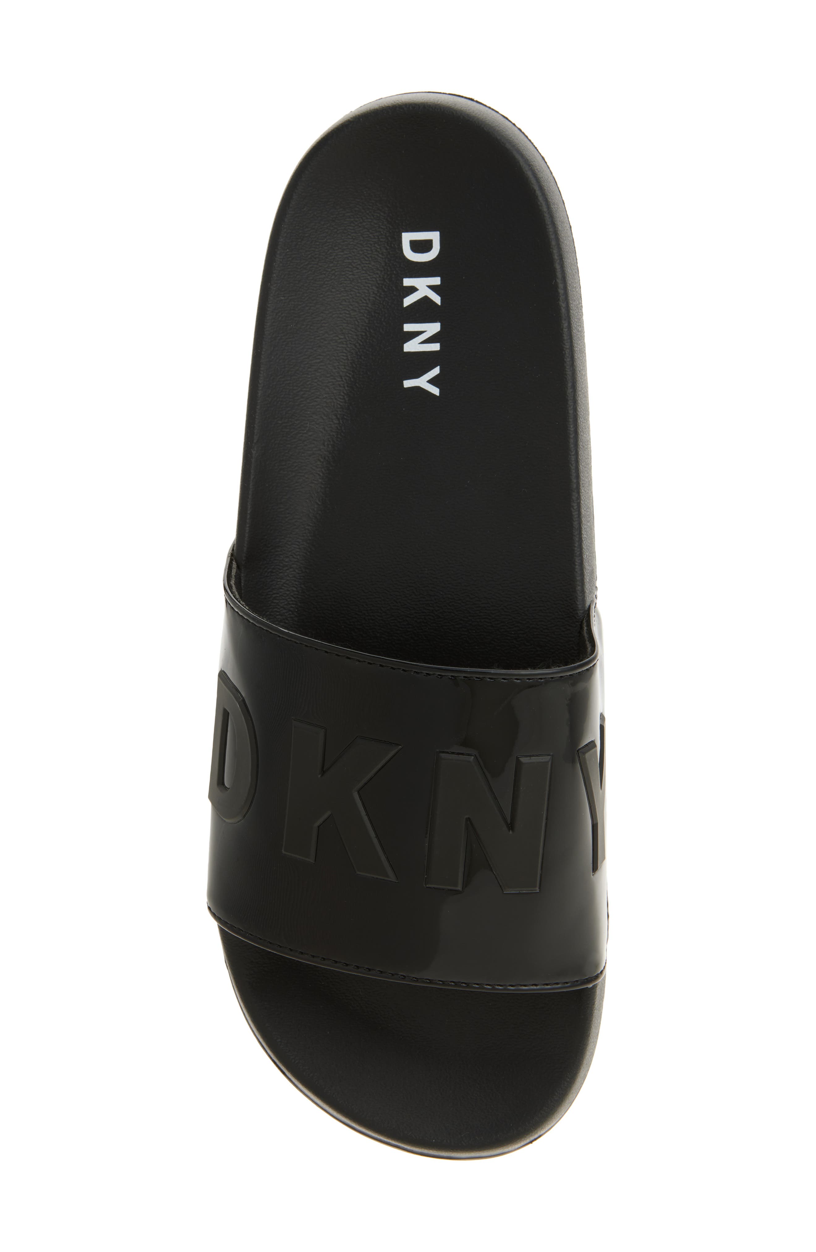 DKNY Zinna Logo Shower Slide Sandal, Alternate, color, Black