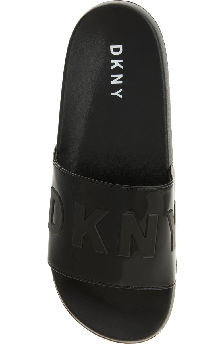 DKNY Zinna Logo Shower Slide Sandal, Alternate, color, Black