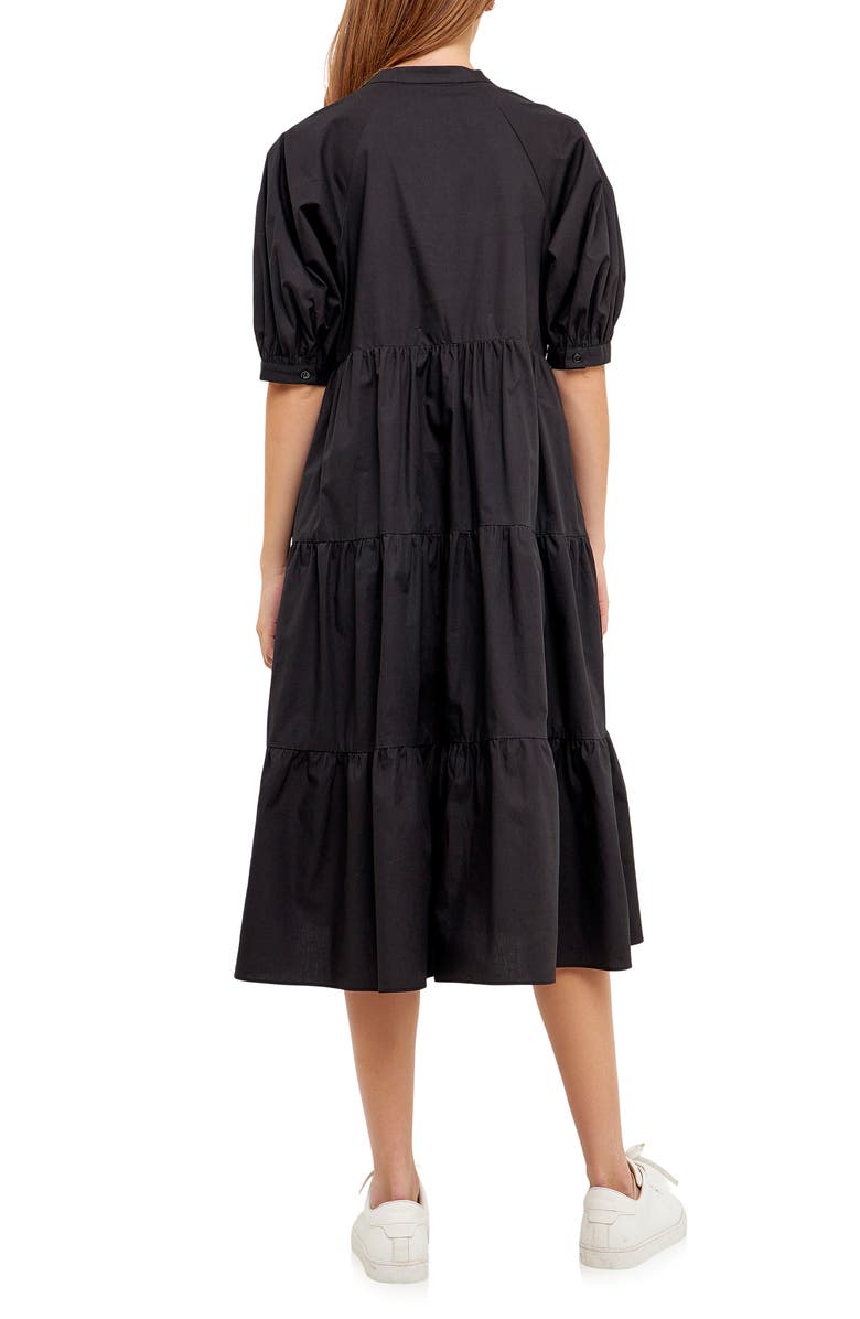 English Factory Puff Sleeve Dress, Alternate, color, Black