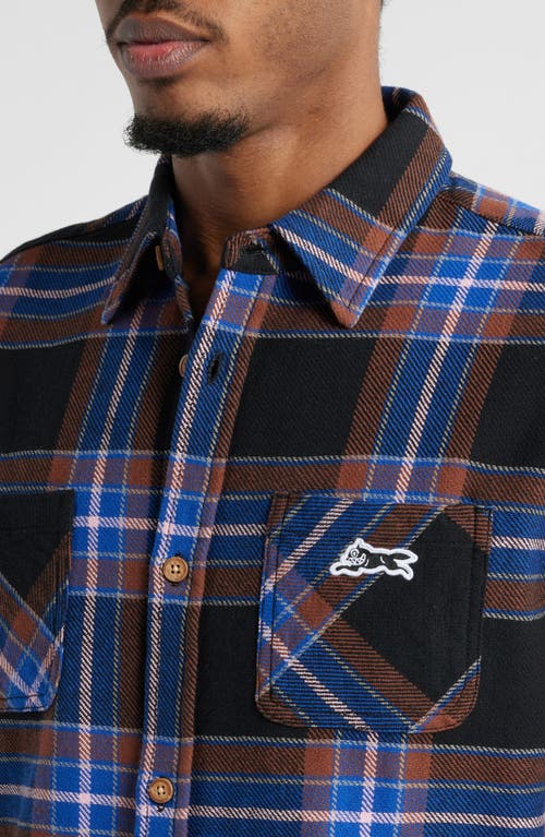 Icecream Big Drip Cotton Flannel Button-up Shirt In Black