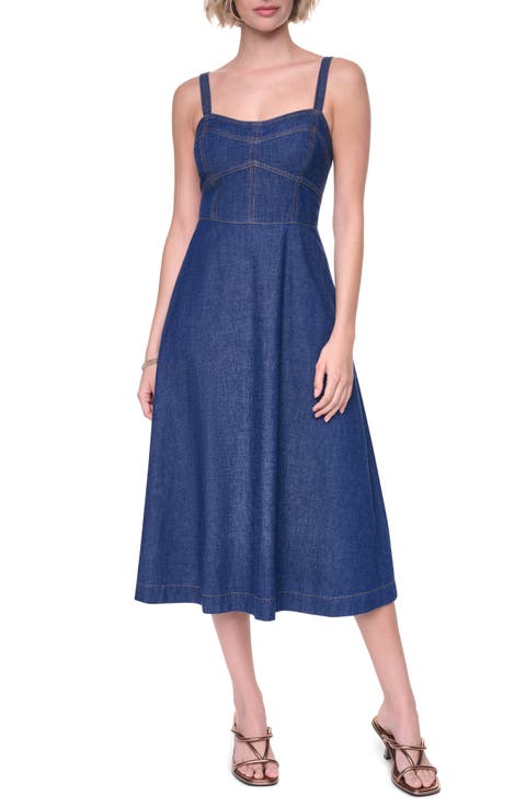 Crosby Contrast Stitch Denim Midi Dress