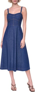 DKNY Crosby Contrast Stitch Denim Midi Dress
