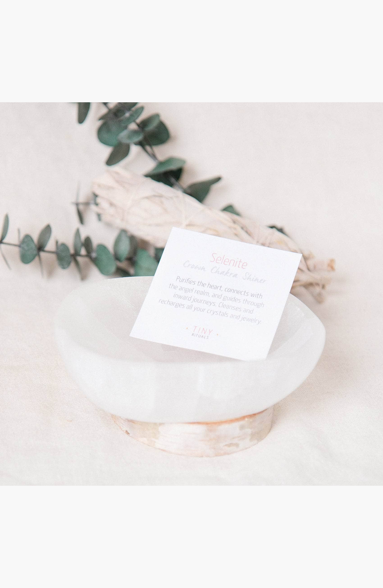 Tiny Rituals Handcrafted Selenite Crystal Recharging Bowl, Alternate, color, Translucent White