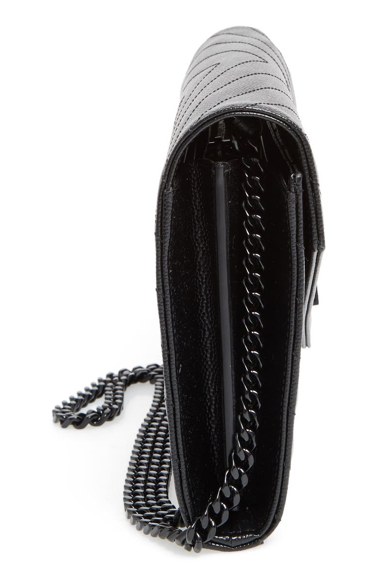 Saint Laurent Monogram Quilted Leather Wallet on a Chain, Alternate, color,