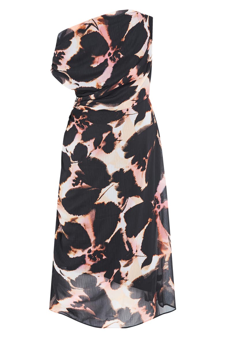Vivid Floral One-Shoulder Maxi Dress, Alternate, color, SUNSET BLOOM