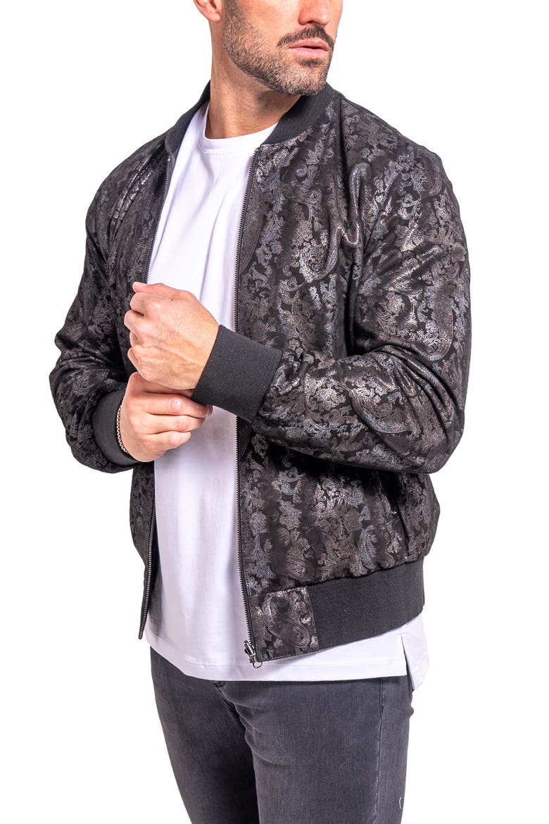 Ascension0010 Foil Print Leather Jacket, Alternate, color, BLACK