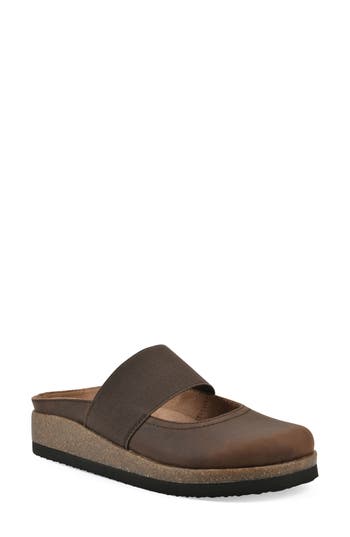 White Mountain Footwear Bassi Wedge Mule In Brown Leather