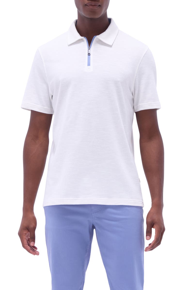 Bugatchi Quarter Zip Polo, Main, color, Chalk