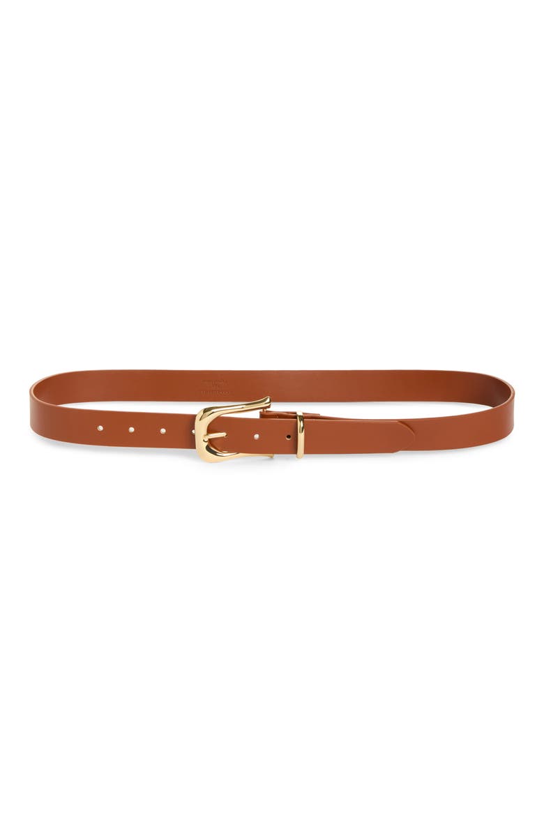 Saddle Buckle Faux Leather Belt, Main, color, LUGGAGE005