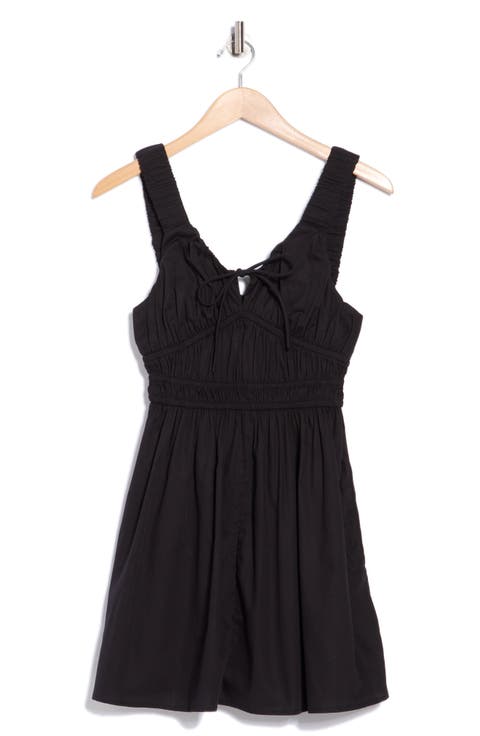 Wide Strap Scrunch Cotton Minidress