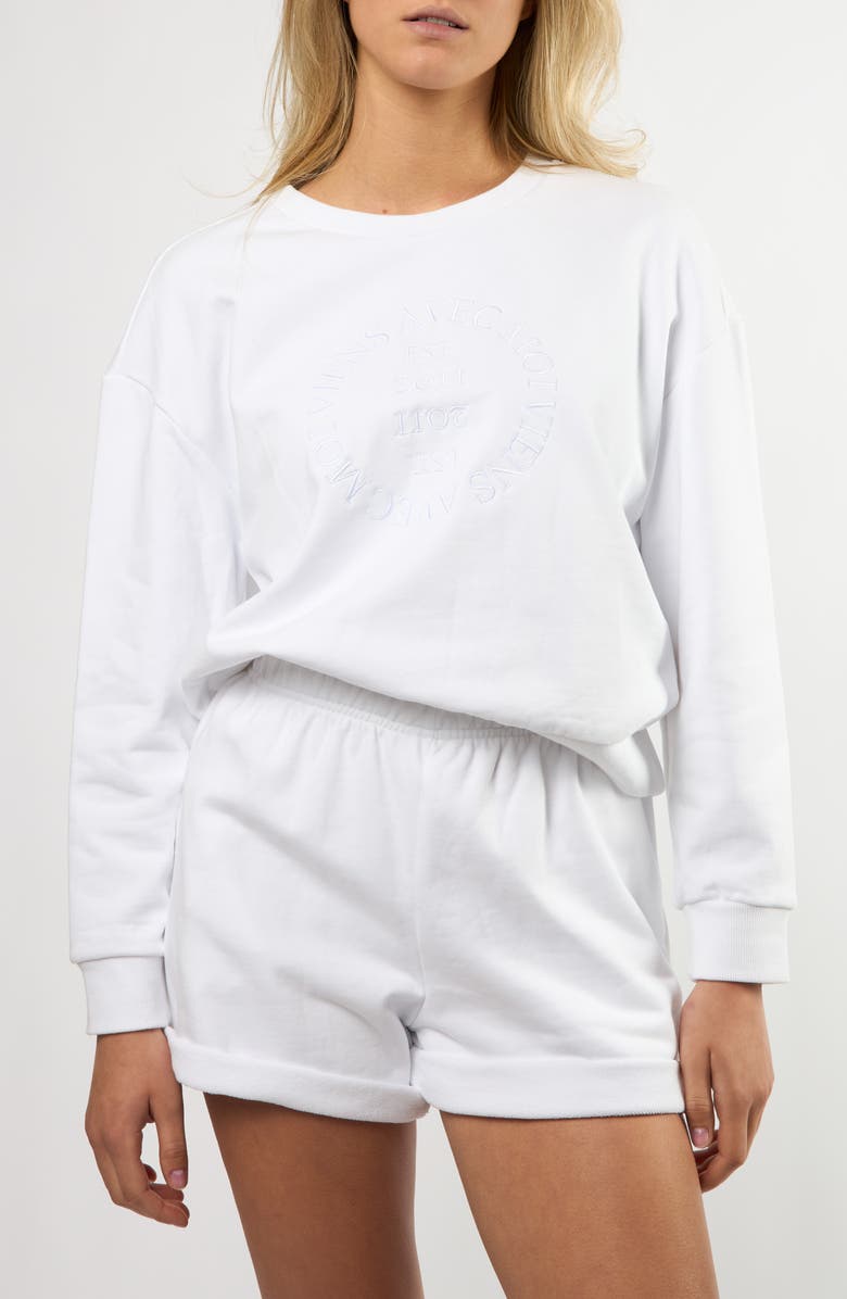 Viens Avec Moi The Lakeside Set Cotton Graphic Sweatshirt, Main, color, White