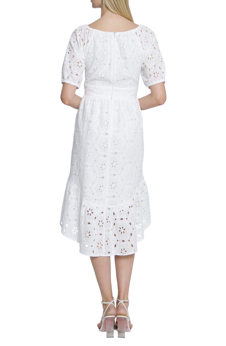 Maggy London Eyelet Puff Sleeve Cotton Midi Dress, Alternate, color, 