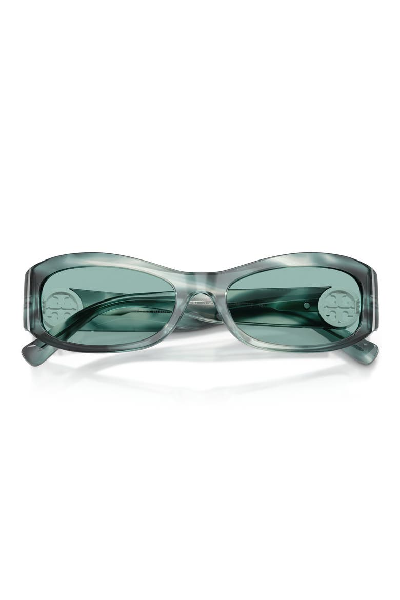 55mm Rectangular Sunglasses, Alternate, color, TEAL STRIATED / PETROL GREEN