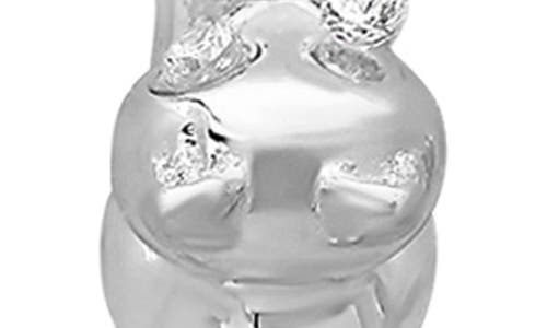 Queen Jewels Dangling Kitty Hoop Earrings In Silver