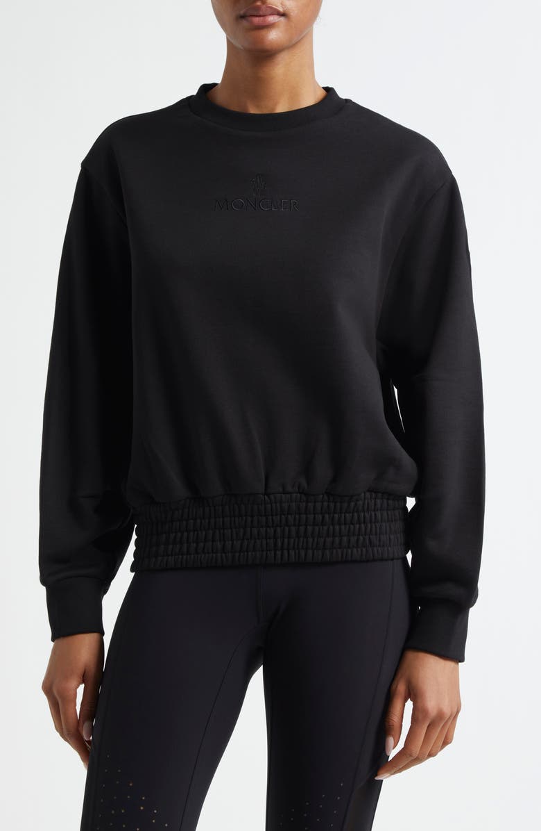 Moncler Logo Cotton Crewneck Sweatshirt, Main, color, 