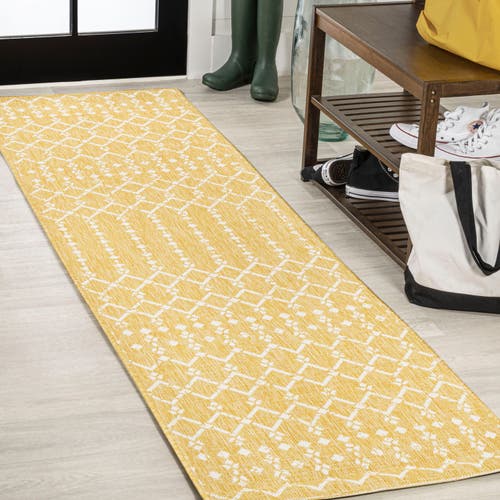 Jonathan Y Ourika Moroccan Geometric Textured Weave Indoor/outdoor Area Rug In Yellow/cream