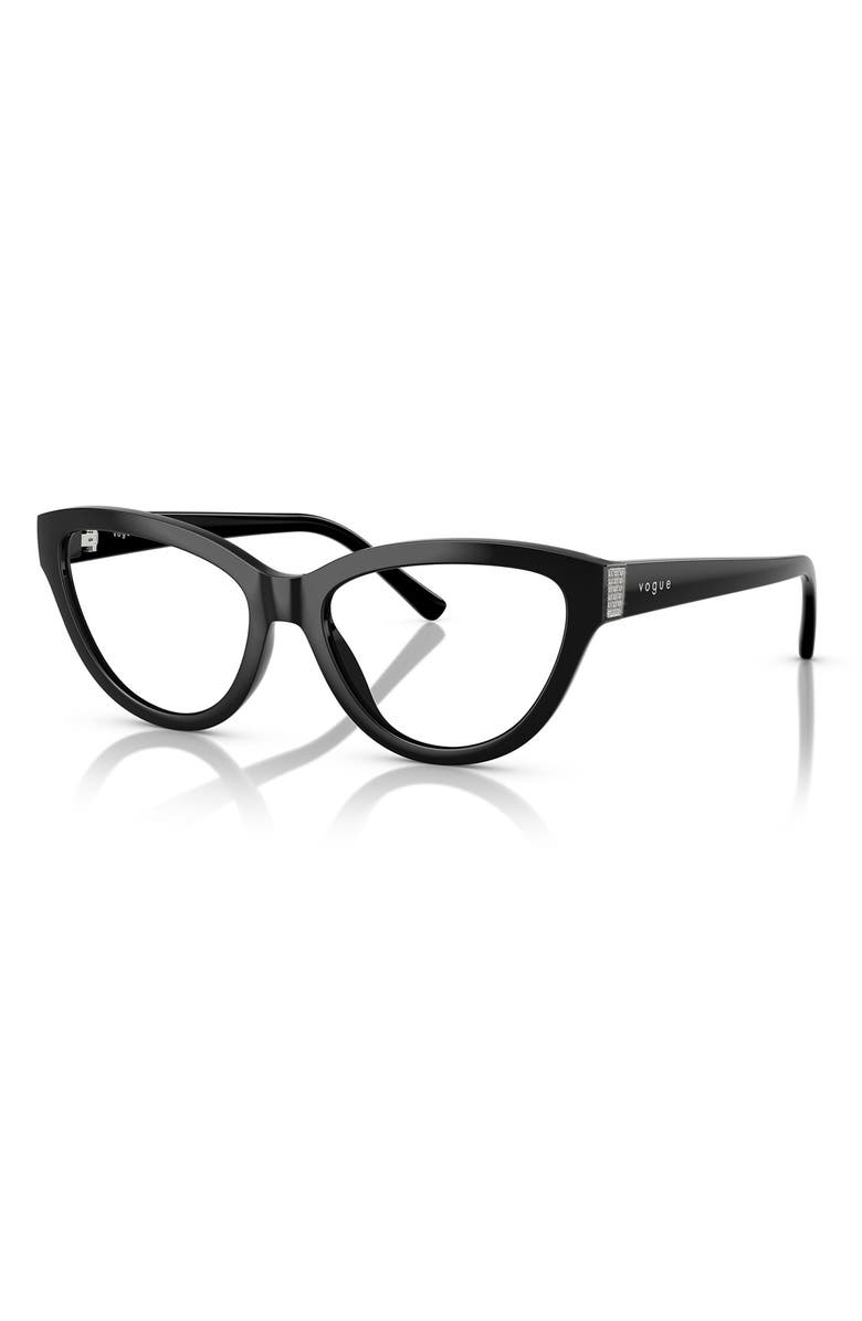 VOGUE 54mm Cat Eye Optical Glasses, Alternate, color, Black