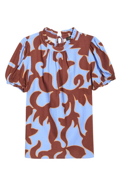 Briley Abstract Elary Puff Sleeve Top