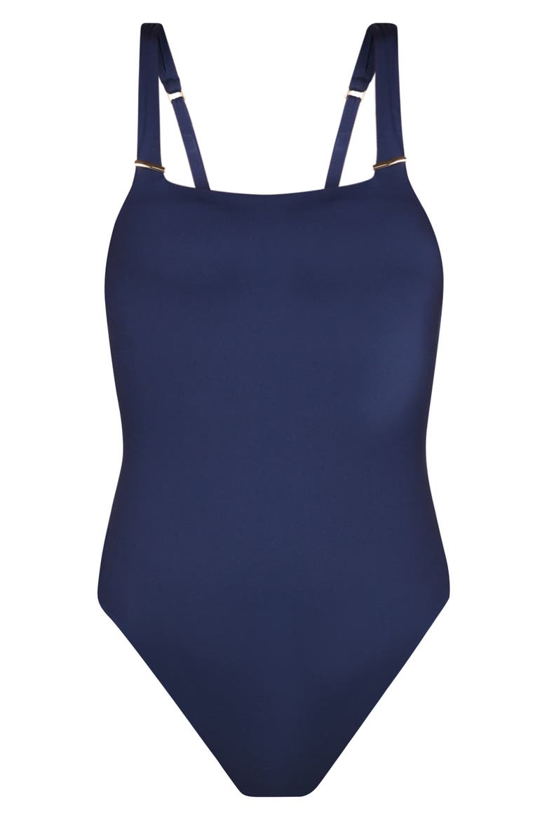 Luxe Square Neck One-Piece Swimsuit, Alternate, color, INDIGO