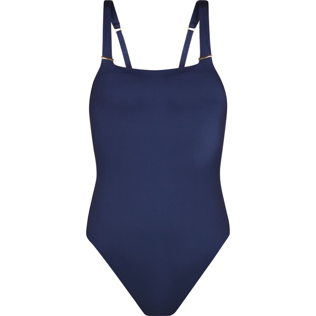 La Blanca Plus Size Lb Luxe Square-neck One-piece Swimsuit In Indigo