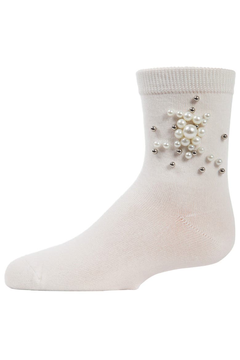 Pearl Burst Crew Socks, Alternate, color, Winter White