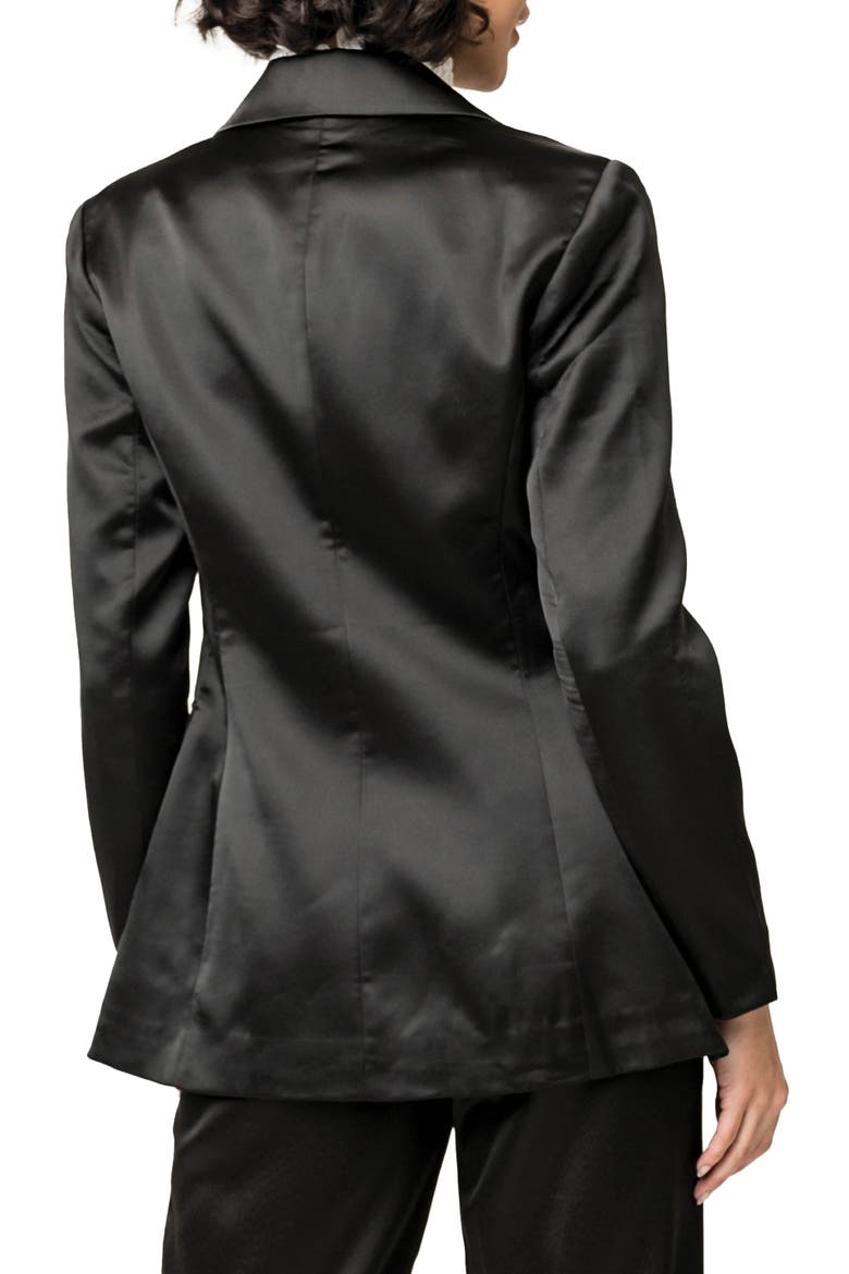 Shine Effect Longline Blazer, Alternate, color, BLACK