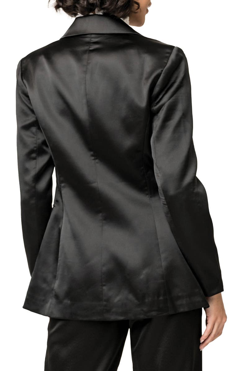 GIBSONLOOK Shine Effect Longline Blazer, Alternate, color, Black