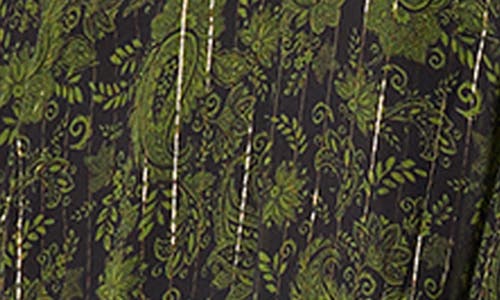 Cami Nyc Dorinda Metallic Stripe Paisley Silk Blend Chiffon Maxi Dress In Green