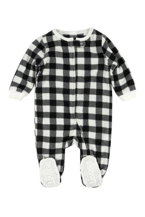 LEVERET Black and White Footed Fleece Sleeper
