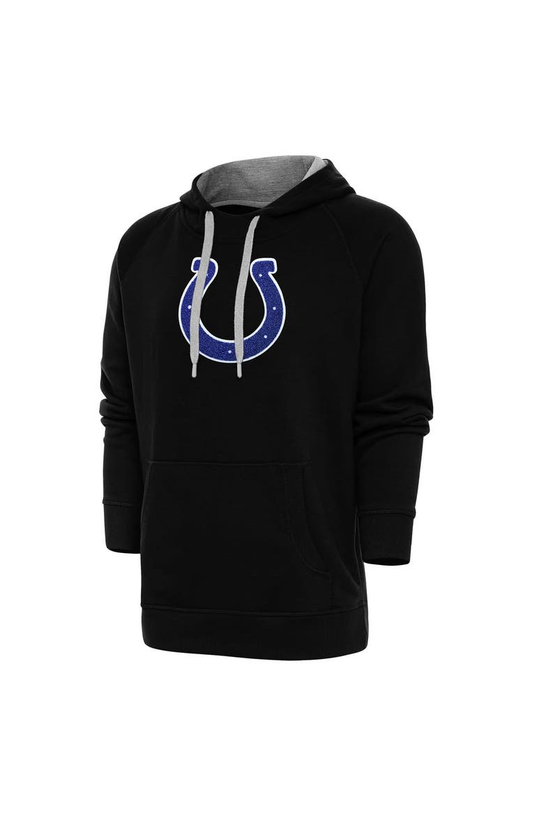 Men's Antigua Black Indianapolis Colts Victory Chenille Pullover Hoodie, Main, color, Black
