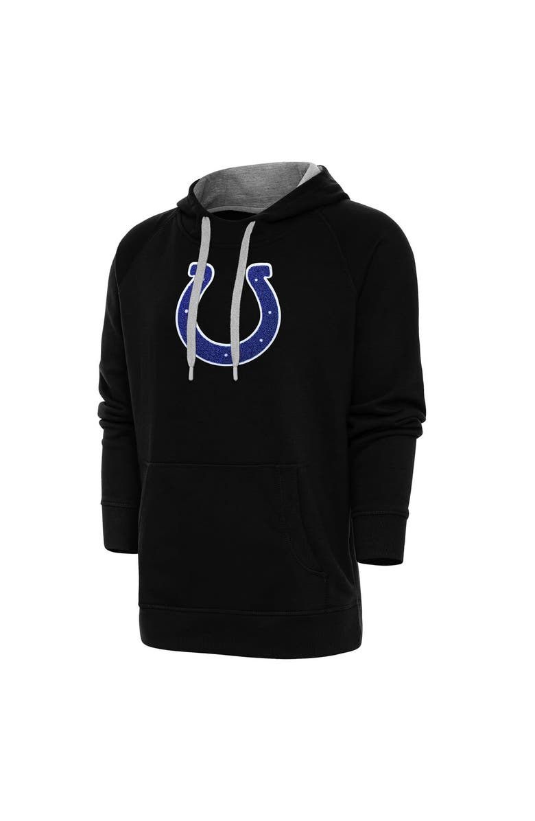 ANTIGUA Men's Antigua Black Indianapolis Colts Victory Chenille Pullover Hoodie, Main, color, Black