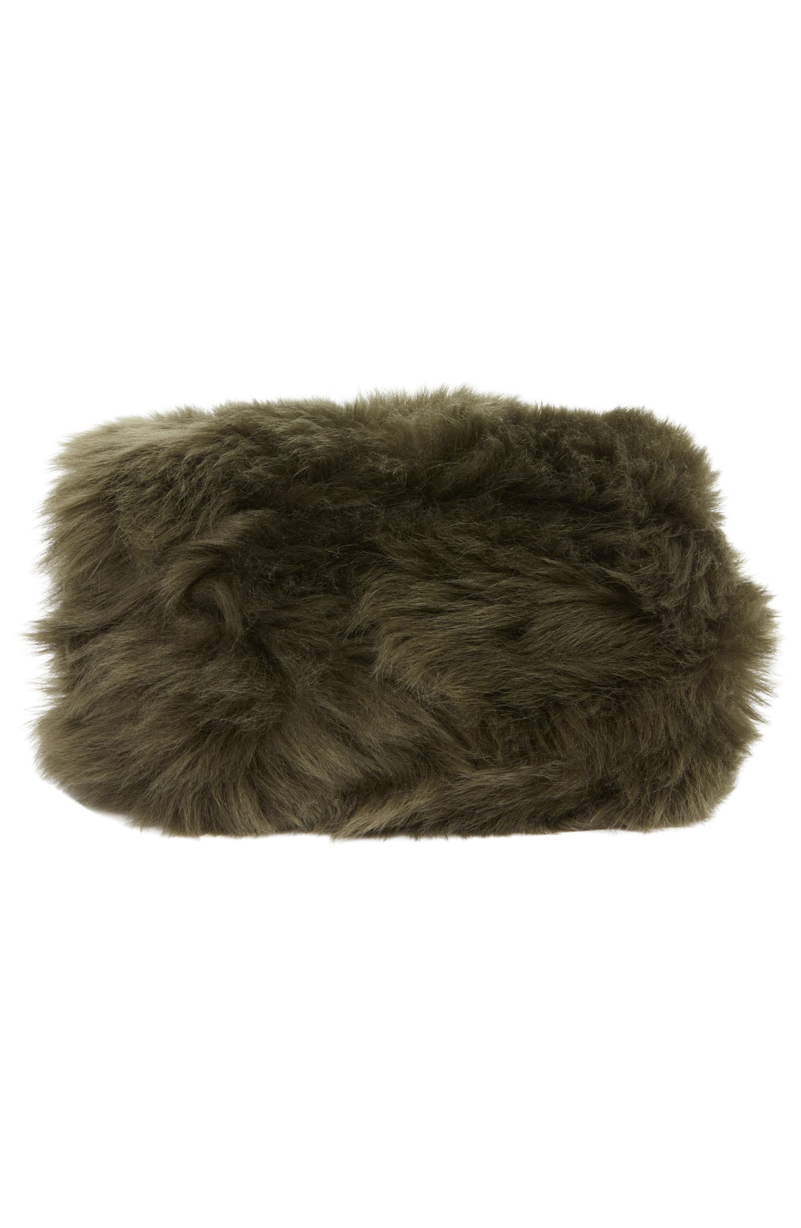Saint Laurent Mini Jamie 4.3 Faux Fur Shoulder Bag, Alternate, color, Dark Olive