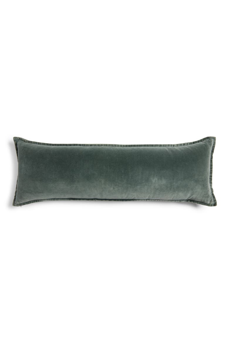 Velveteen Bolster Pillow, Main, color, GREEN TREE