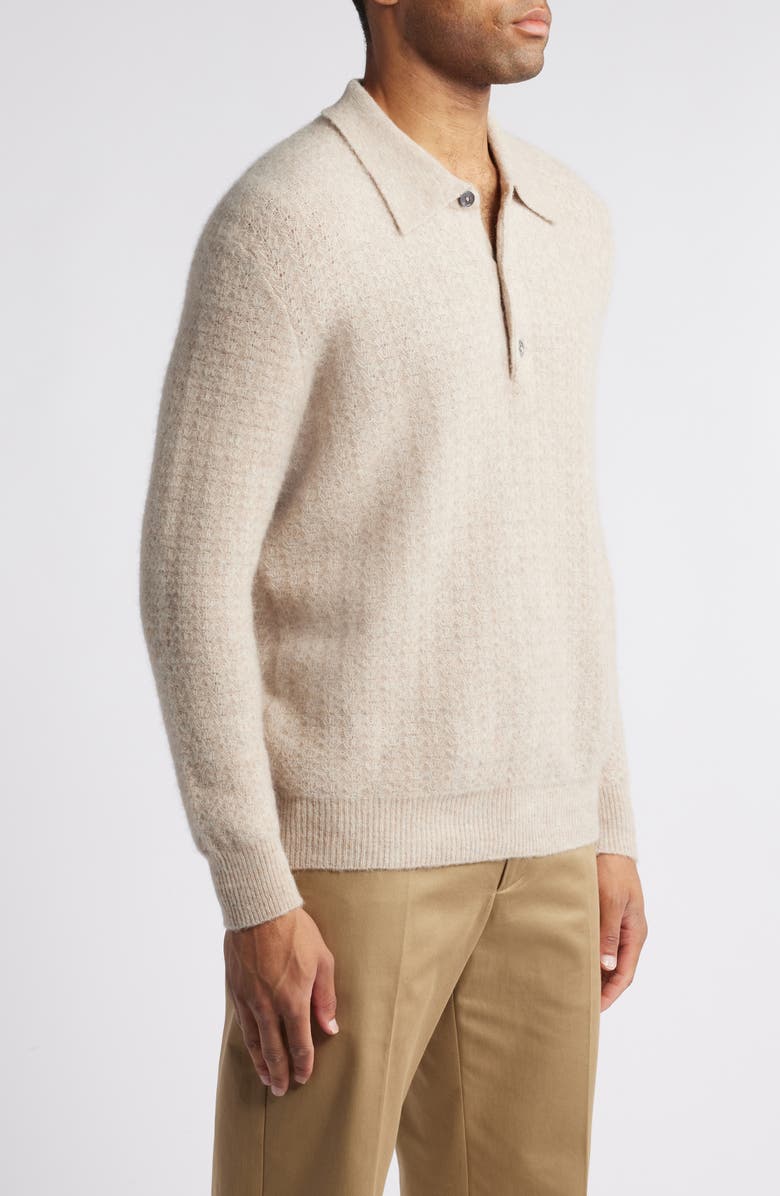 NN07 Alfie 6651 Long Sleeve Alpaca & Wool Blend Polo Sweater, Alternate, color, Greige