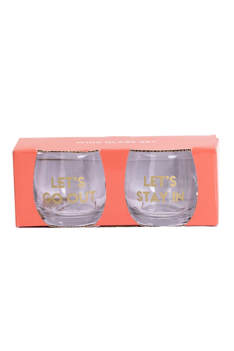 Let's Stay In/Out Mini Glasses Set of 2 Glass Clear 10 oz, Main, color, Clear