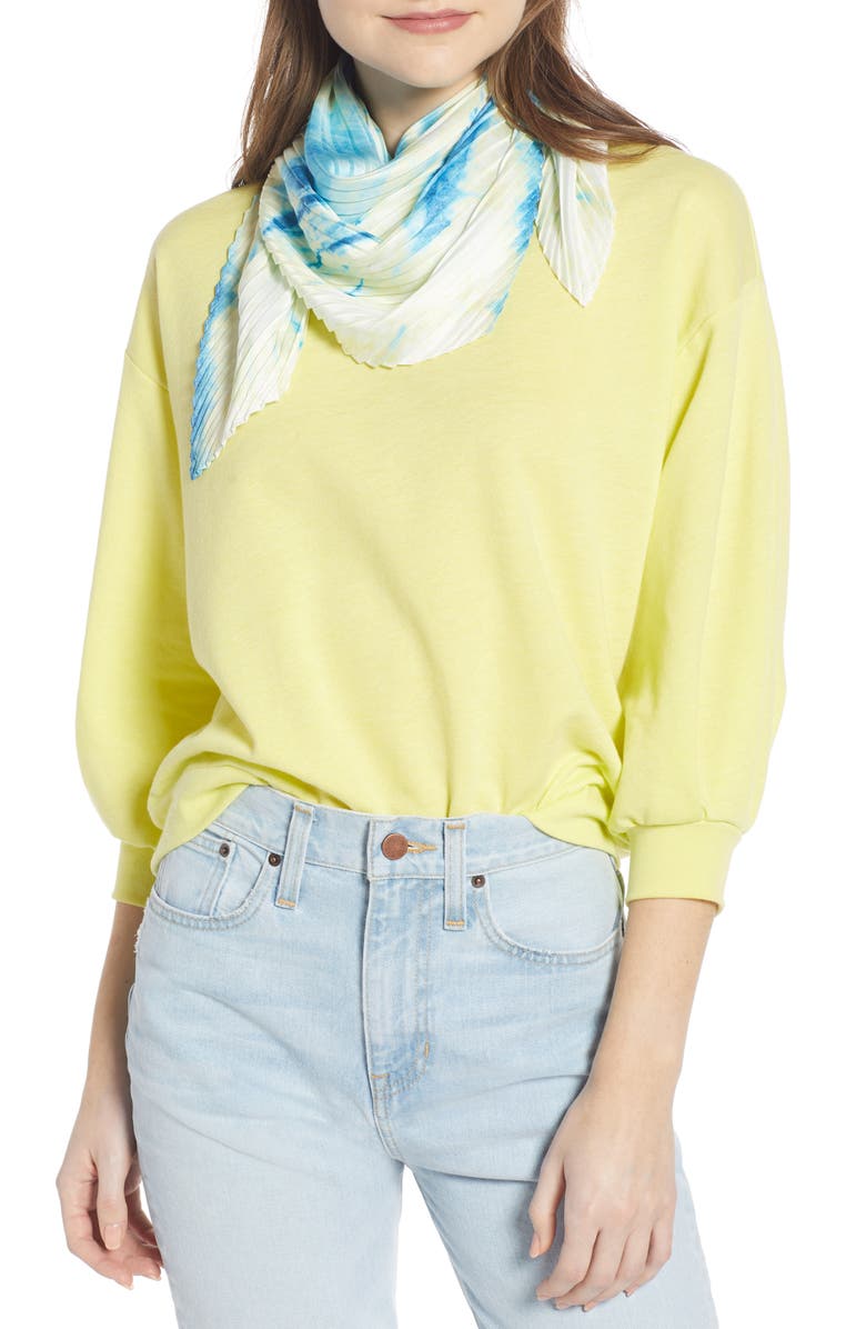 Something Navy Pleated Square Scarf, Main, color, 