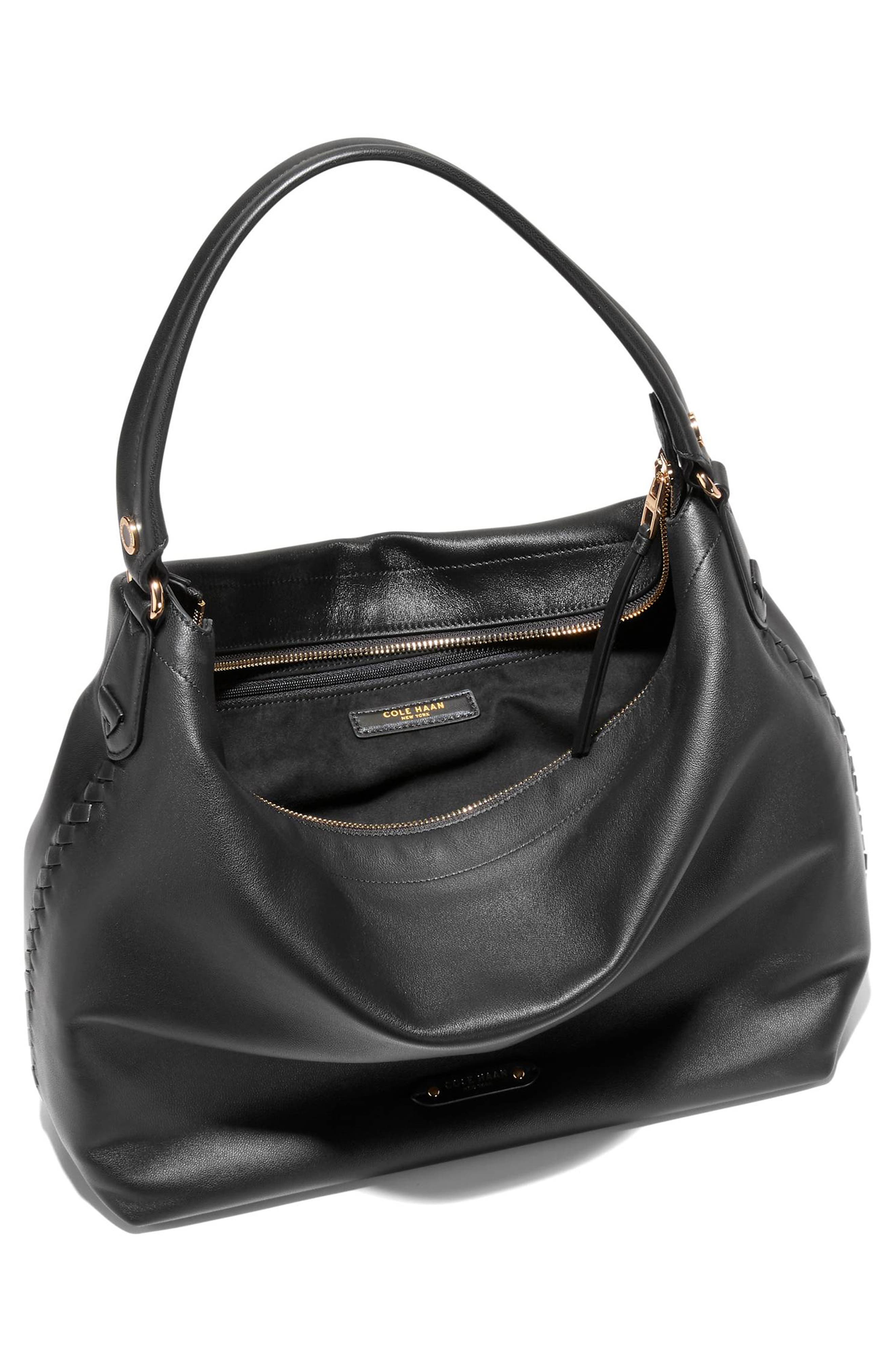 Cole Haan Isabella Leather Hobo Bag, Alternate, color, Black