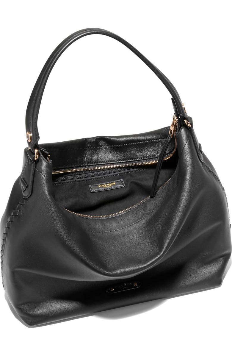 Cole Haan Isabella Leather Hobo Bag, Alternate, color, Black