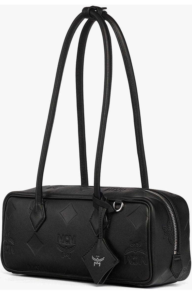 MCM Small Aren East West Shoulder Bag in Maxi Monogram Leather, Alternate, color, Black