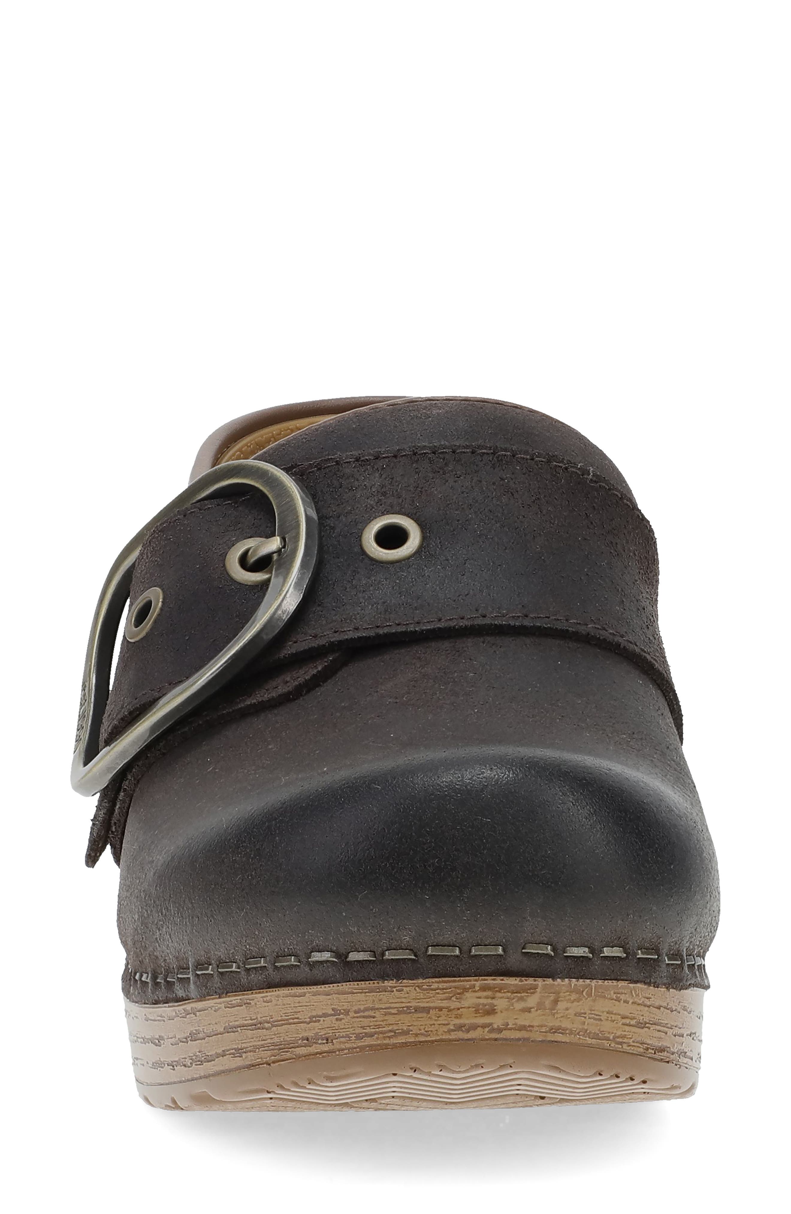Pearson Buckle Strap Clog, Alternate, color, CHOCOLATE SUEDE