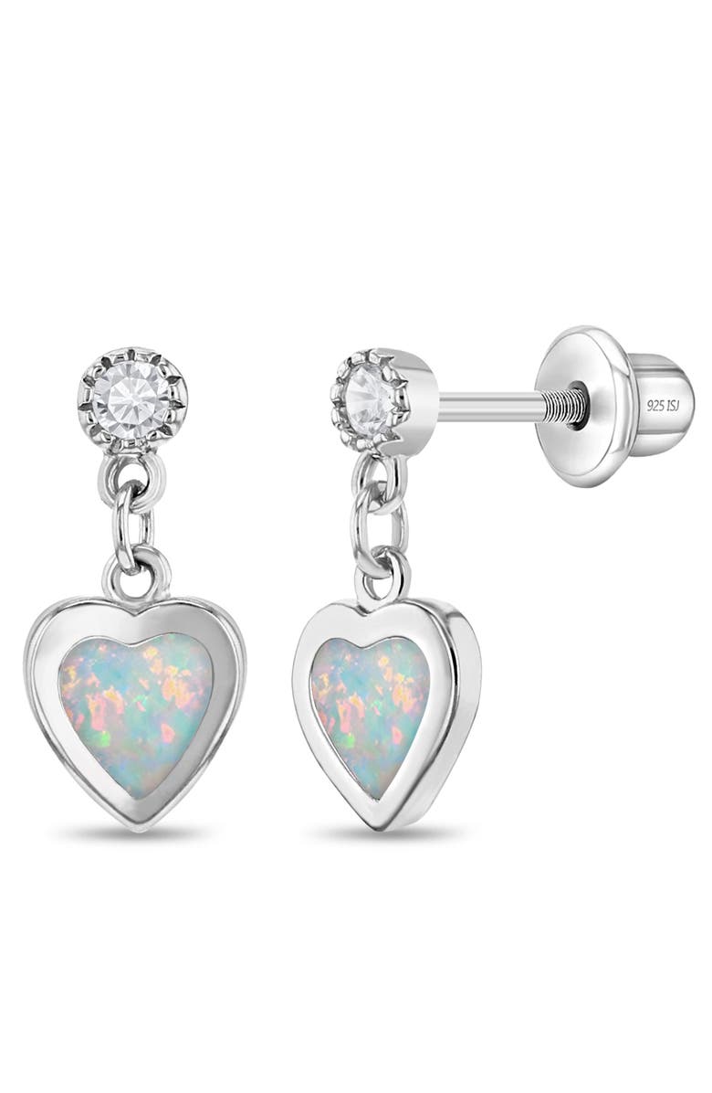 In Season Jewelry Simulated Opal Heart Dangle Earrings, Main, color, White
