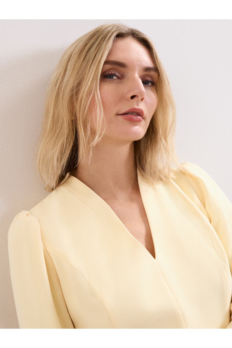 Danielle Belted Midi Dress, Alternate, color, Pale Yellow